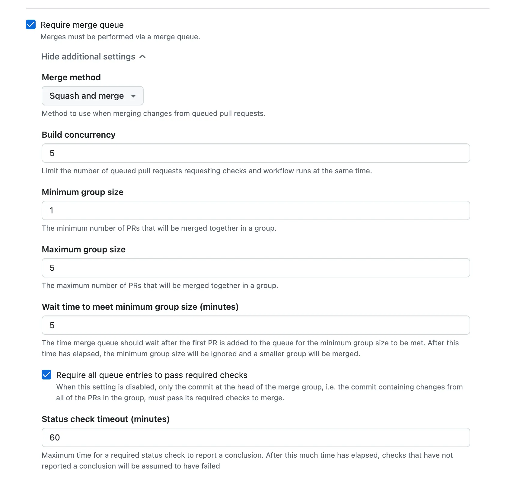Merge Queue Settings